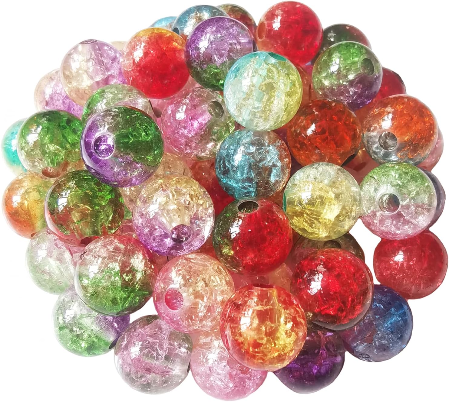 200 cuentas redondas de cristal acrílico de colores para hacer joyas, pulseras, aretes, collares, llaveros para adultos, cuentas, proyectos de