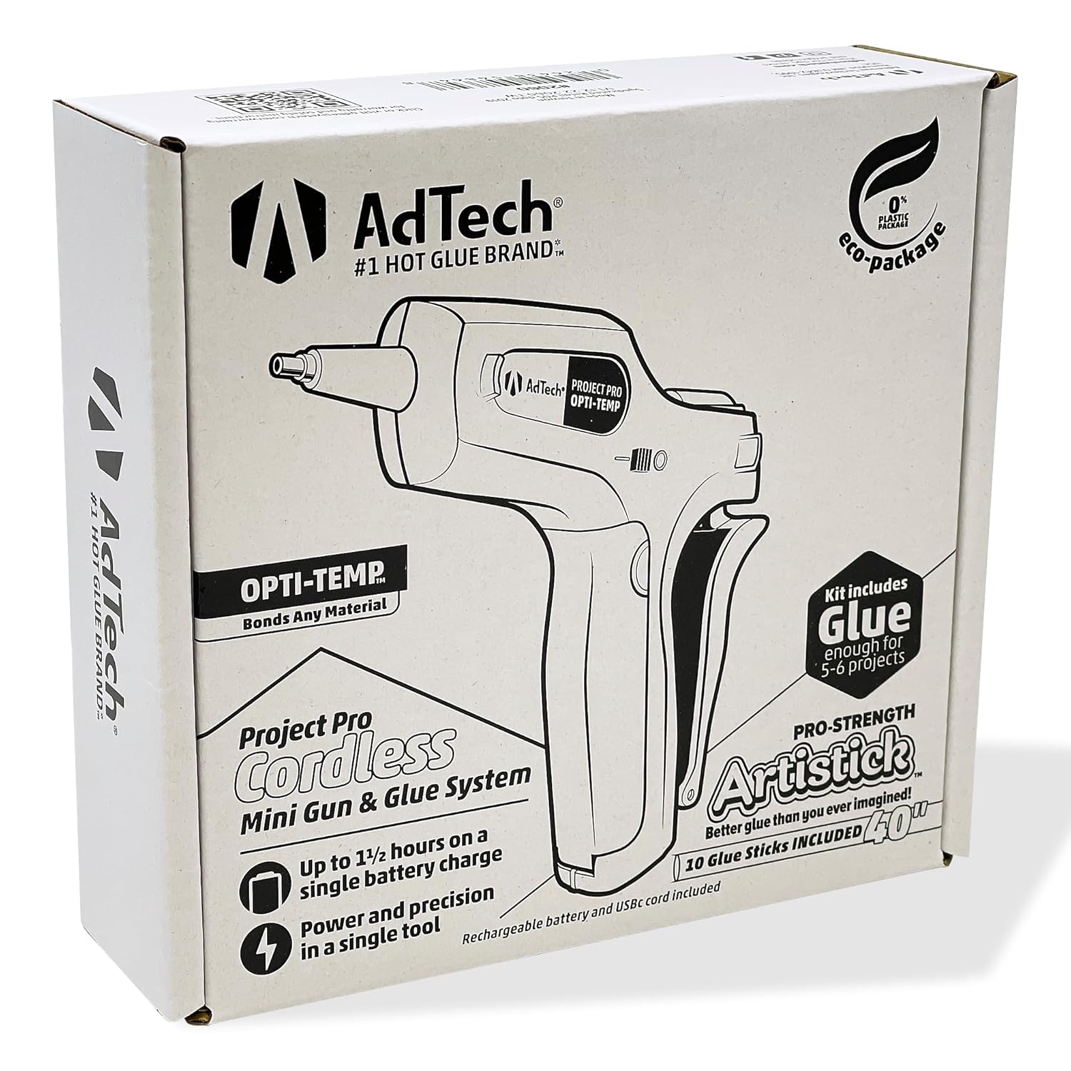 AdTech Project Pro – Pistola de pegamento caliente inalámbrica recargable, mini pistola de pegamento con barras de pegamento Artistik sin cuerdas,