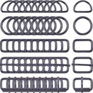 Swpeet 50 hebillas de metal de 5 estilos, hebillas de rodillo de metal, hebillas deslizantes ajustables de metal, anillo D, anillo circular, anillo Swpeet 50 hebillas de metal de 5 estilos, hebillas de rodillo de metal, hebillas deslizantes ajustables de metal, anillo D, anillo circular, anillo