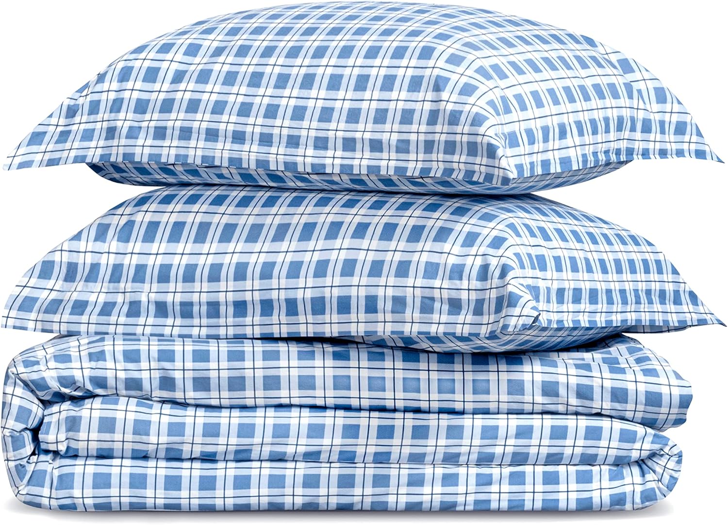 Linen Home Juego de edredón de percal tamaño Queen impreso, relleno de edredón alternativo de plumón de lyocell lavado para todas las estaciones,