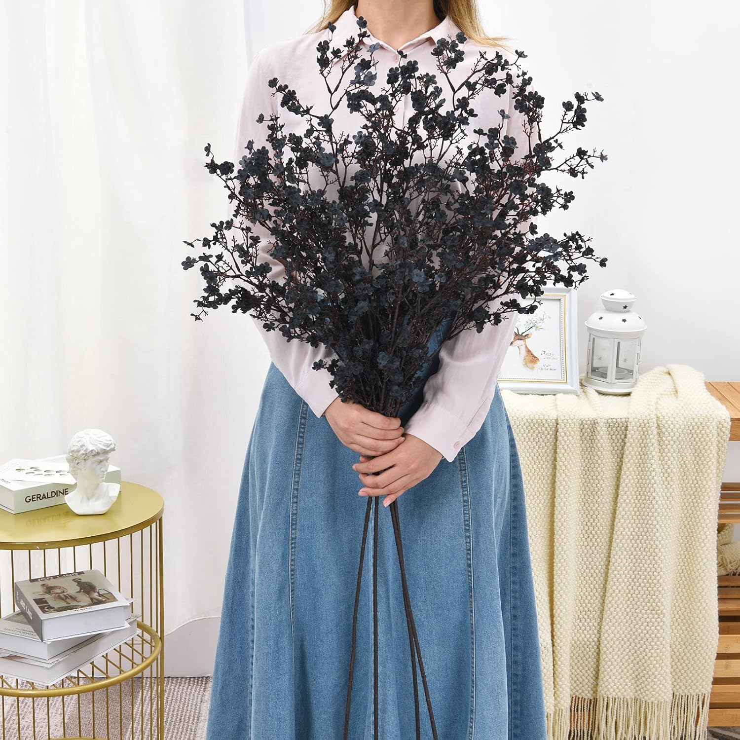 4 flores artificiales de gypsophila de 39.4 pulgadas, flores artificiales de gypsophila para arreglos florales, flores falsas de tacto real para