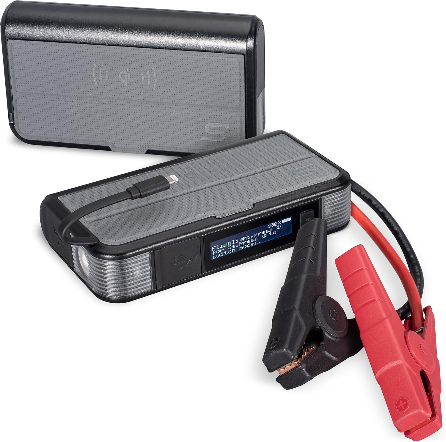 Tipo S 1000A Batería de coche Arrancador 12V 6.0L Gas 3.0L Diesel, 8000mAh Banco de energía portátil Cable Lightning integrado, certificado MFI,