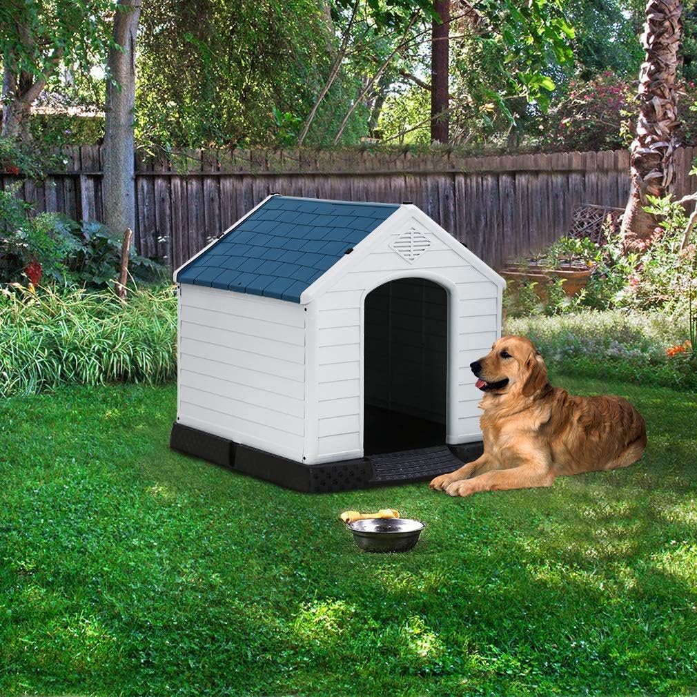 Casa para perros, casa extra grande para perros pequeños, medianos y grandes, impermeable, de plástico, duradero, para interiores y exteriores,