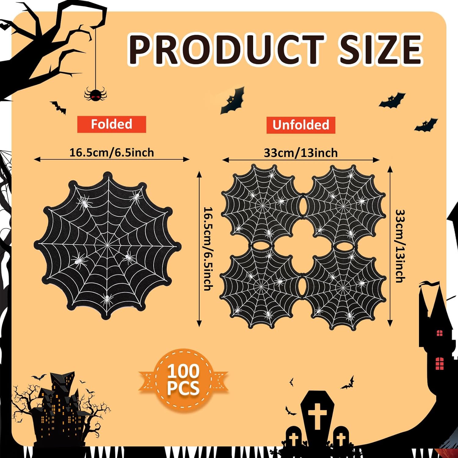 Honoson 120 servilletas de fiesta de Halloween de 13 x 13 pulgadas, servilletas de papel de fantasma blanco de 3 capas de calabaza de Halloween,