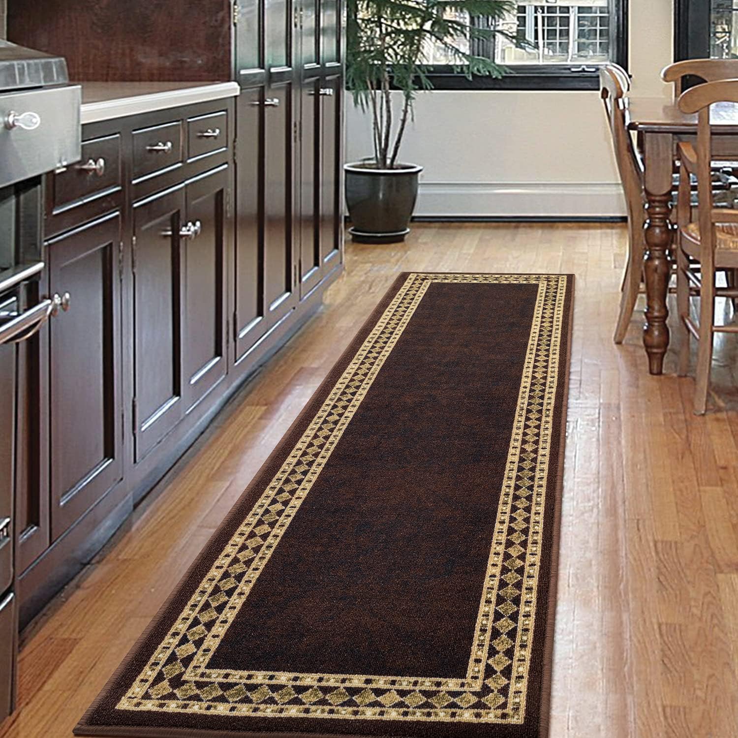 Antep Rugs Alfombras modernas con bordes de 2 x 7 pies antideslizantes (antideslizante) de perfil bajo con parte trasera de goma para interiores
