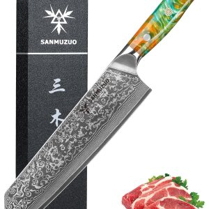 8.5 inch Kiritsuke Kitchen Chef Knife – 67 Layers Damascus Steel & Resin Handle – Xuan Series(Fantasy Orange) 8.5 inch Kiritsuke Kitchen Chef Knife – 67 Layers Damascus Steel & Resin Handle – Xuan Series(Fantasy Orange)