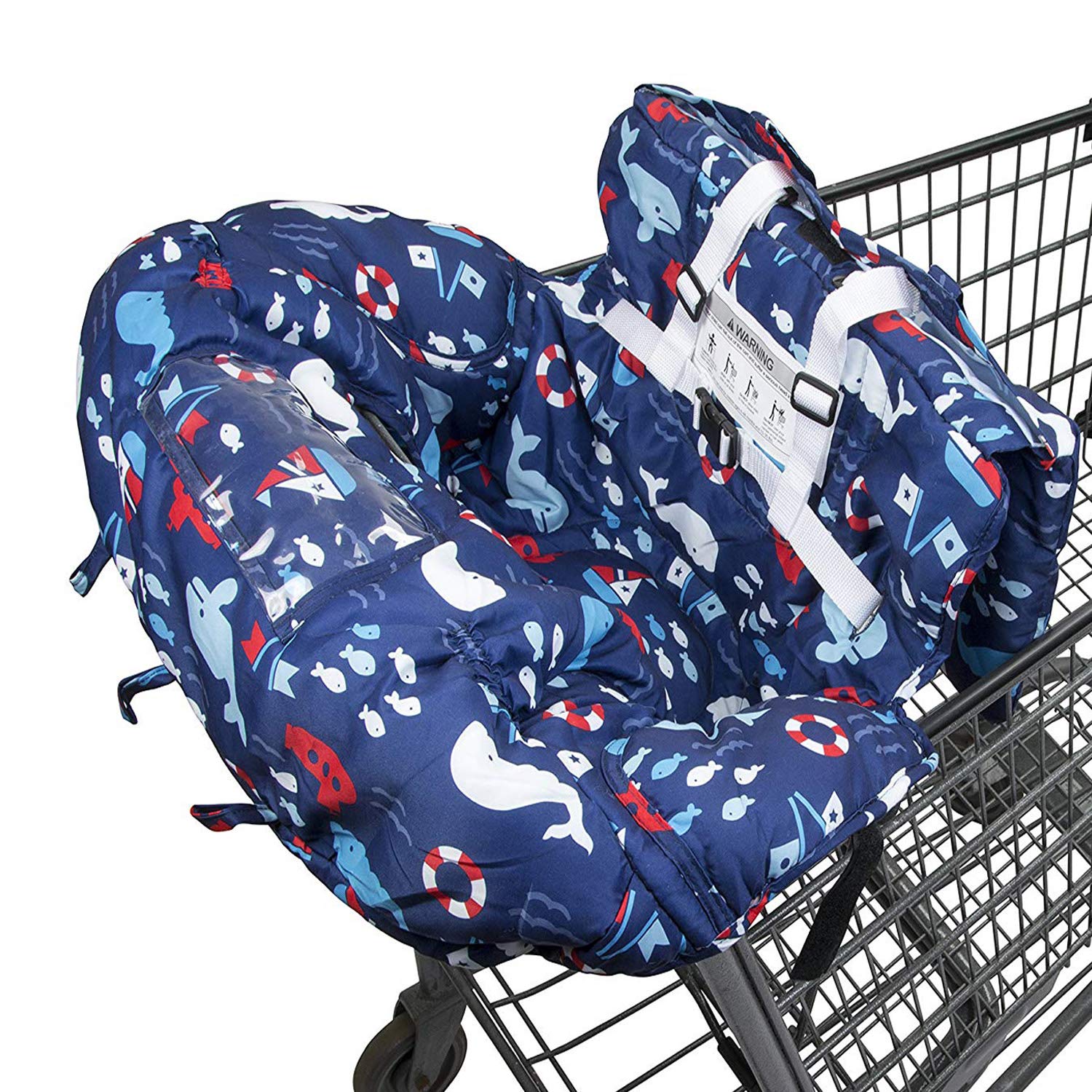 Funda para carrito de compras para bebé, 2 en 1, asiento portátil plegable con bolsa para bebés y niños pequeños, compatible con asiento de carrito