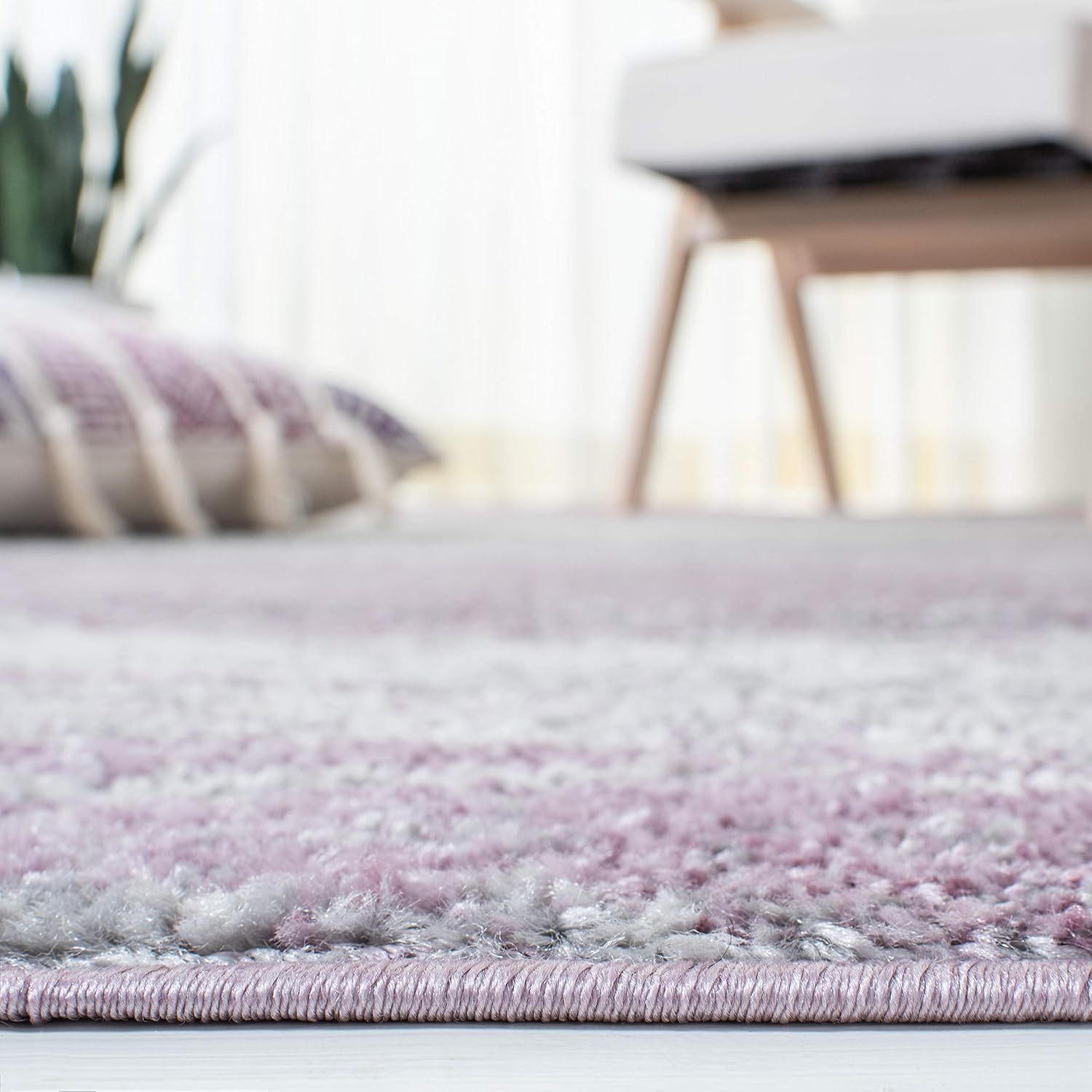 SAFAVIEH, colección Adirondack – Alfombra decorativa de 4 x 6 pies, grismorada, abstracta, moderna, no desprende pelo, de fácil cuidado, para zonas