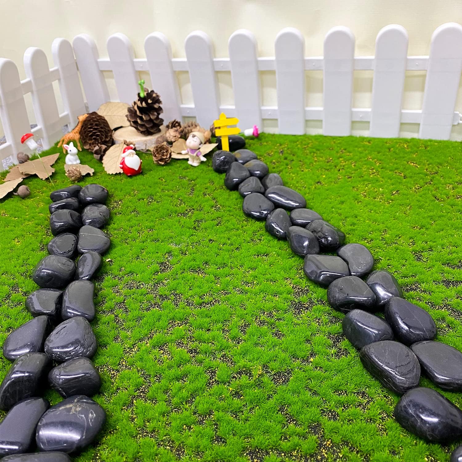 FANTIAN Piedras negras pequeñas de 10 libras para plantas, piedras negras pulidas. Rocas decorativas de río negro para paisajismo al aire libre,