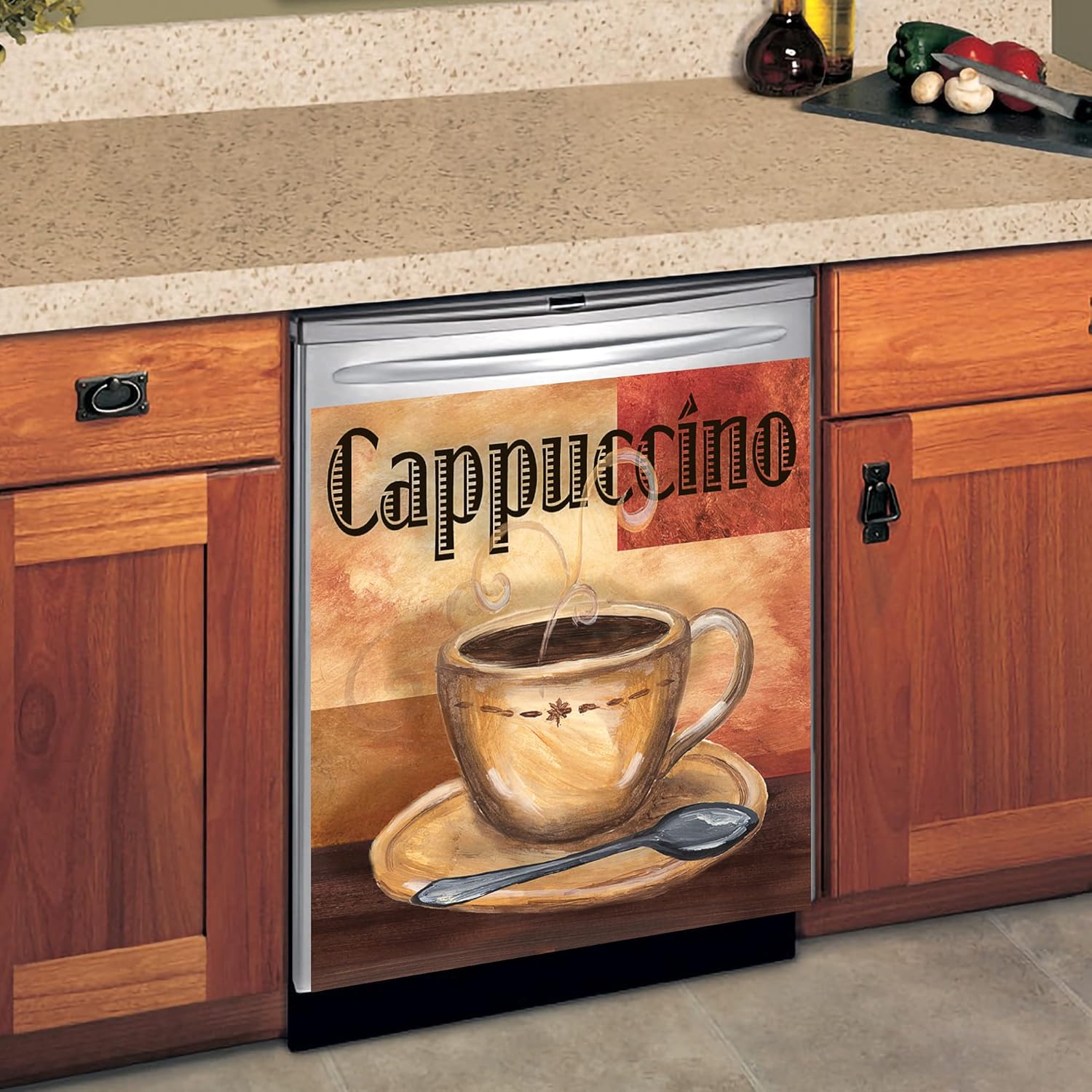 Yosa Calcomanía magnética para decoración de cocina y té, diseño de capuchino para nevera, 23 x 26 pulgadas, panel de café retro, café 01, 23 x 26