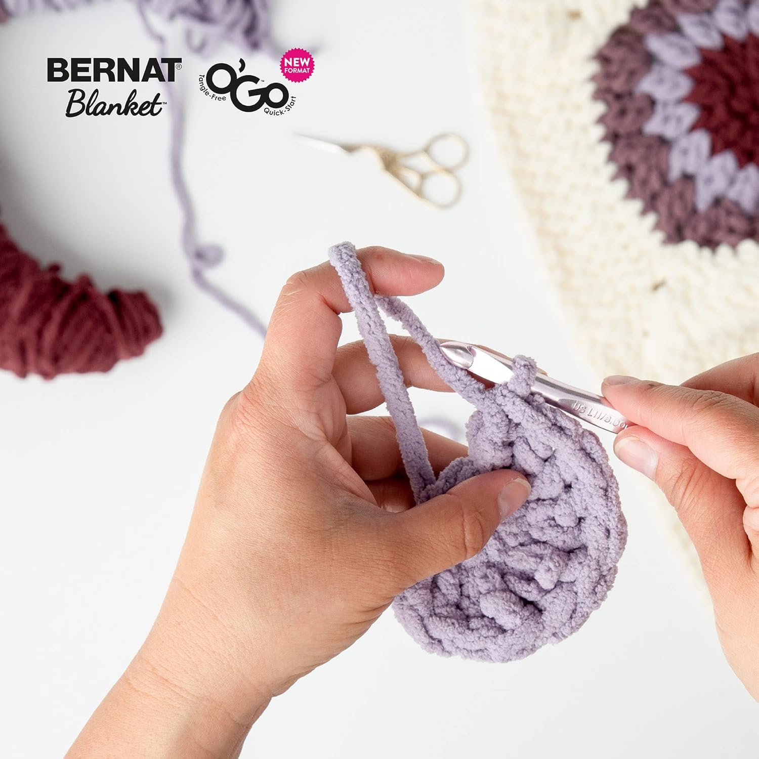 Bernat Blanket O’Go – Ovillo de lana Art Nouveau  Paquete de 2 unidades de 10.5 onzas  Poliéster  6 súper voluminosos  220 yardas  Tejidoganchillo
