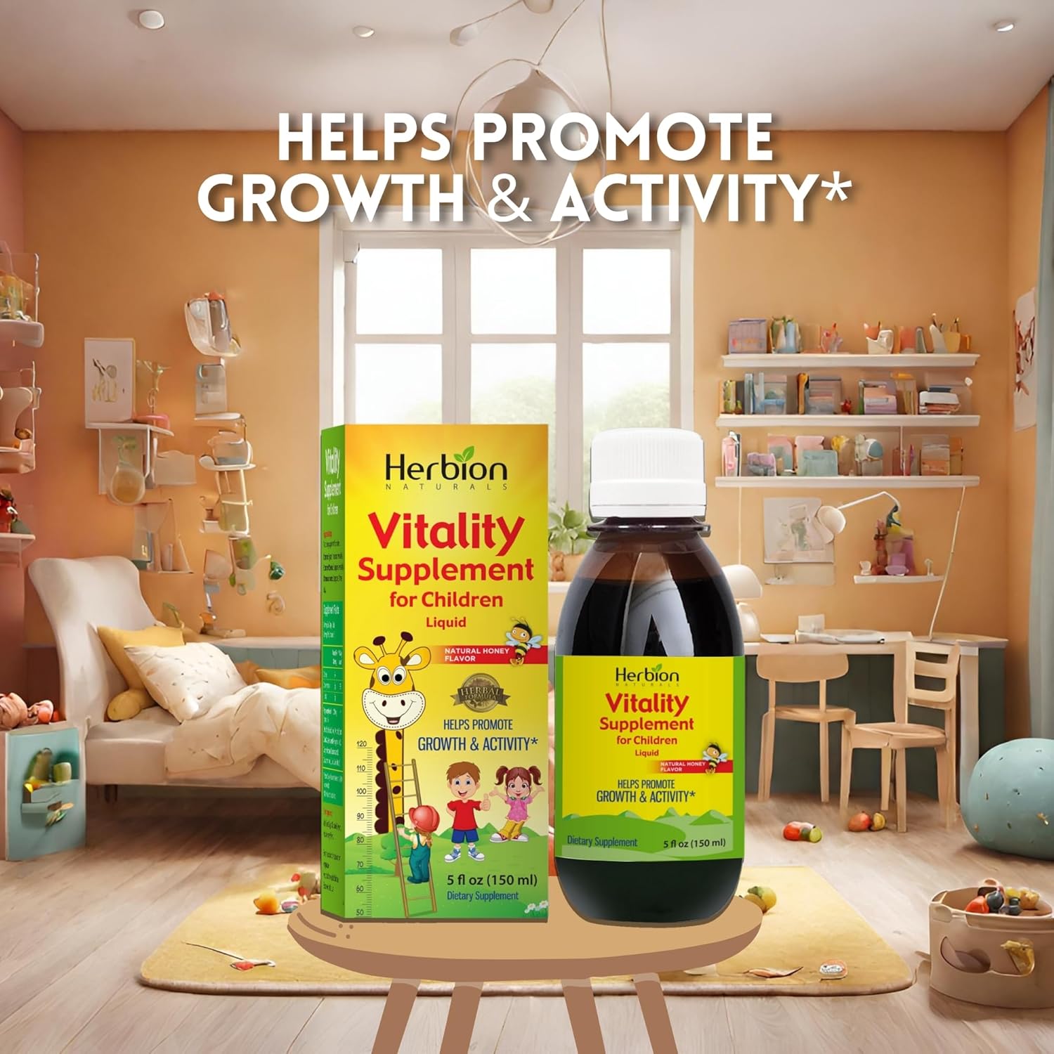 Herbion Naturals Suplemento Vitality para niños  Promueve el crecimiento y el apetito  Alivia la fatiga  Mejora el rendimiento mental y físico  5