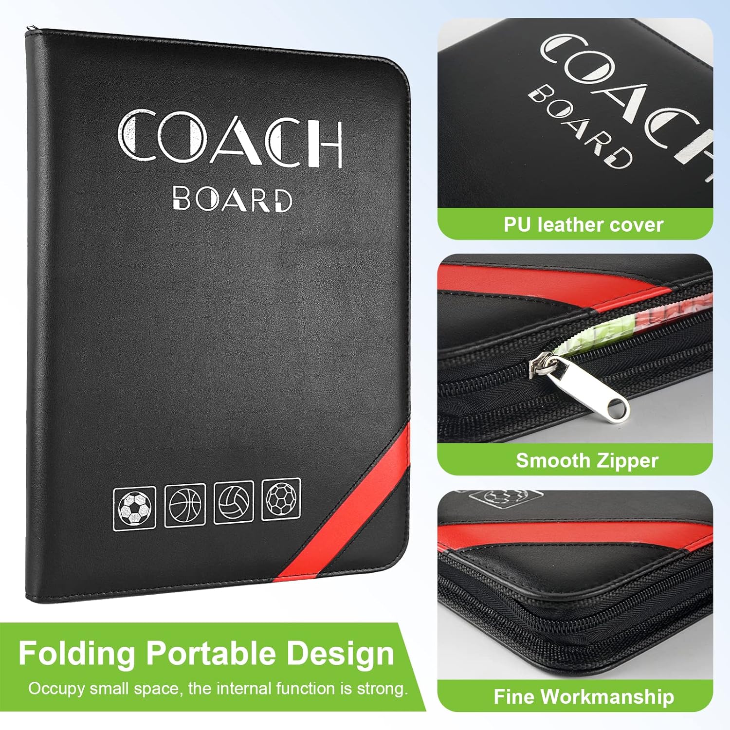 Tabla de entrenamiento táctica magnética de fútbolfútbol, Portapapeles de entrenador, Herramienta de entrenador de fútbol plegable y portátil,