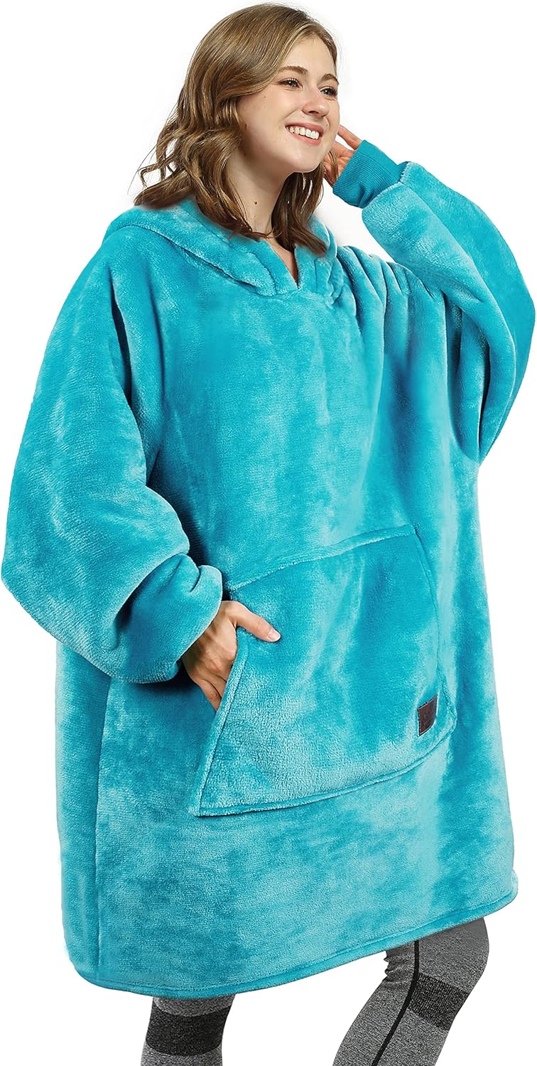 Catalonia – Sudadera extragrande tipo manta con capucha, sin botones, para descansar, cómoda sudadera de sherpa para adultos, hombres y mujeres