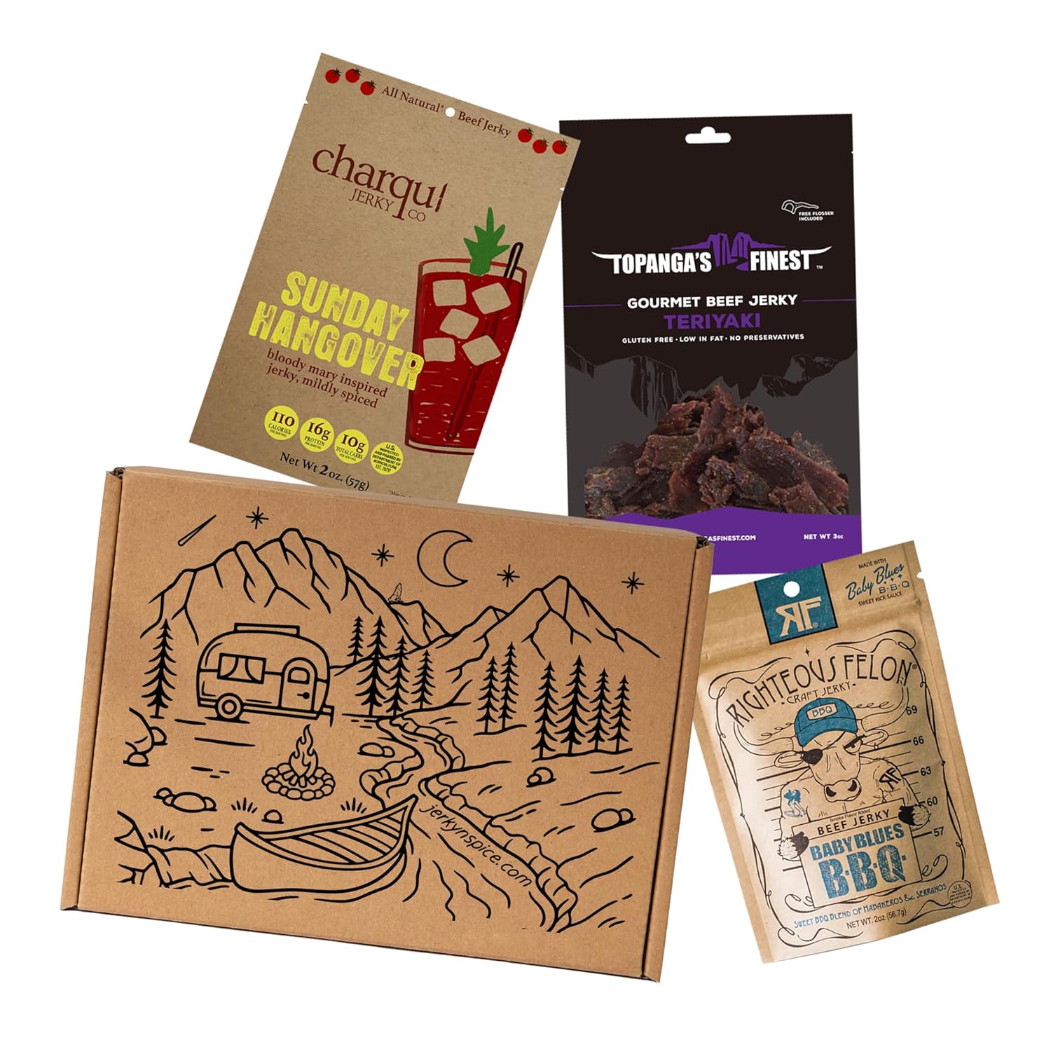Caja de cecina artesanal (paquete de 3)  Premium, lote pequeño, selección artesanal de carne cecina, alta proteína, cesta de regalo única para el
