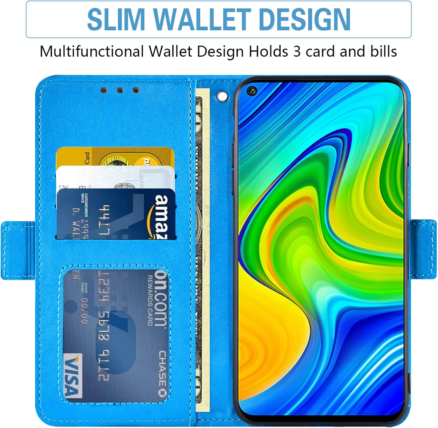 Asuwish Funda de teléfono para Xiaomi Redmi Note 9  Redmi 10X 4G con protector de pantalla de vidrio templado y billetera de cuero con diseño de