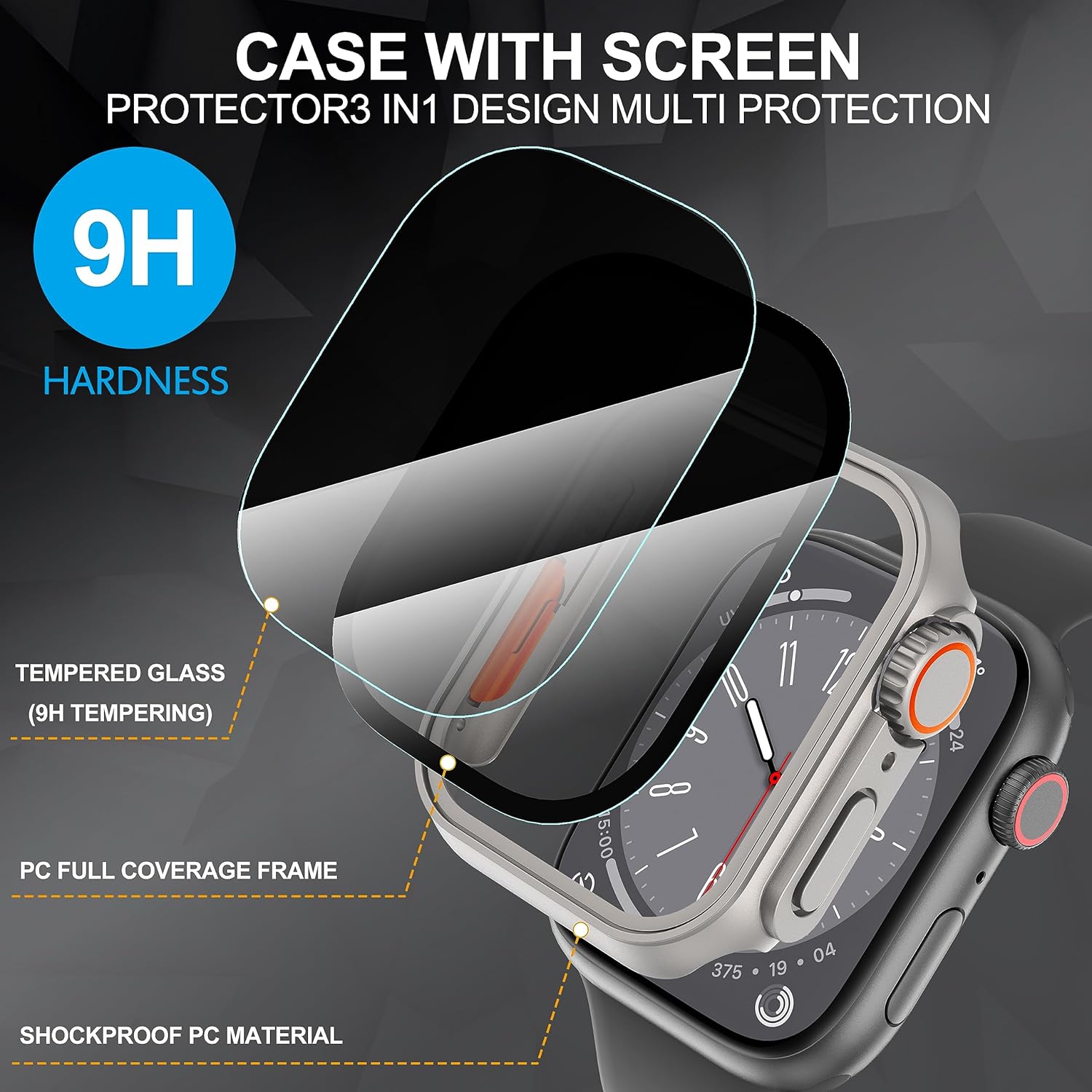 Suoman Funda protectora de pantalla de privacidad para Apple Watch Series 987 de 1.772 in, parece una funda ultraprotectora Funda protectora de