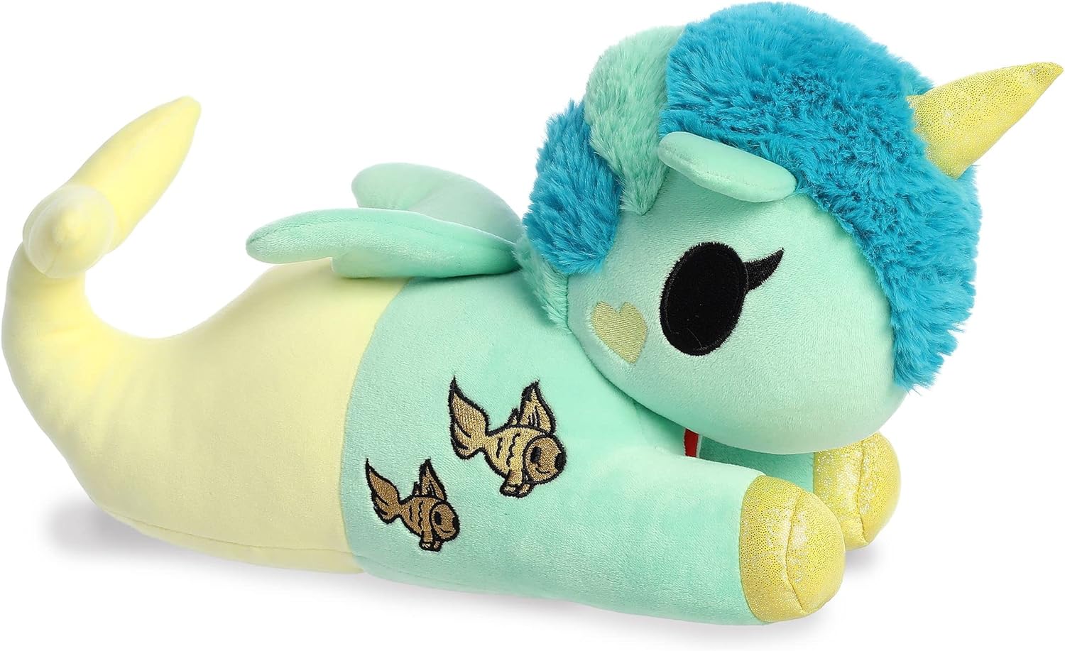 Aurora Enchanting  Tokidoki Squishy Animal de peluche verde mar – Diseño brillante y colorido – Peluche de pieza de exhibición – Amarillo 13 pulgadas