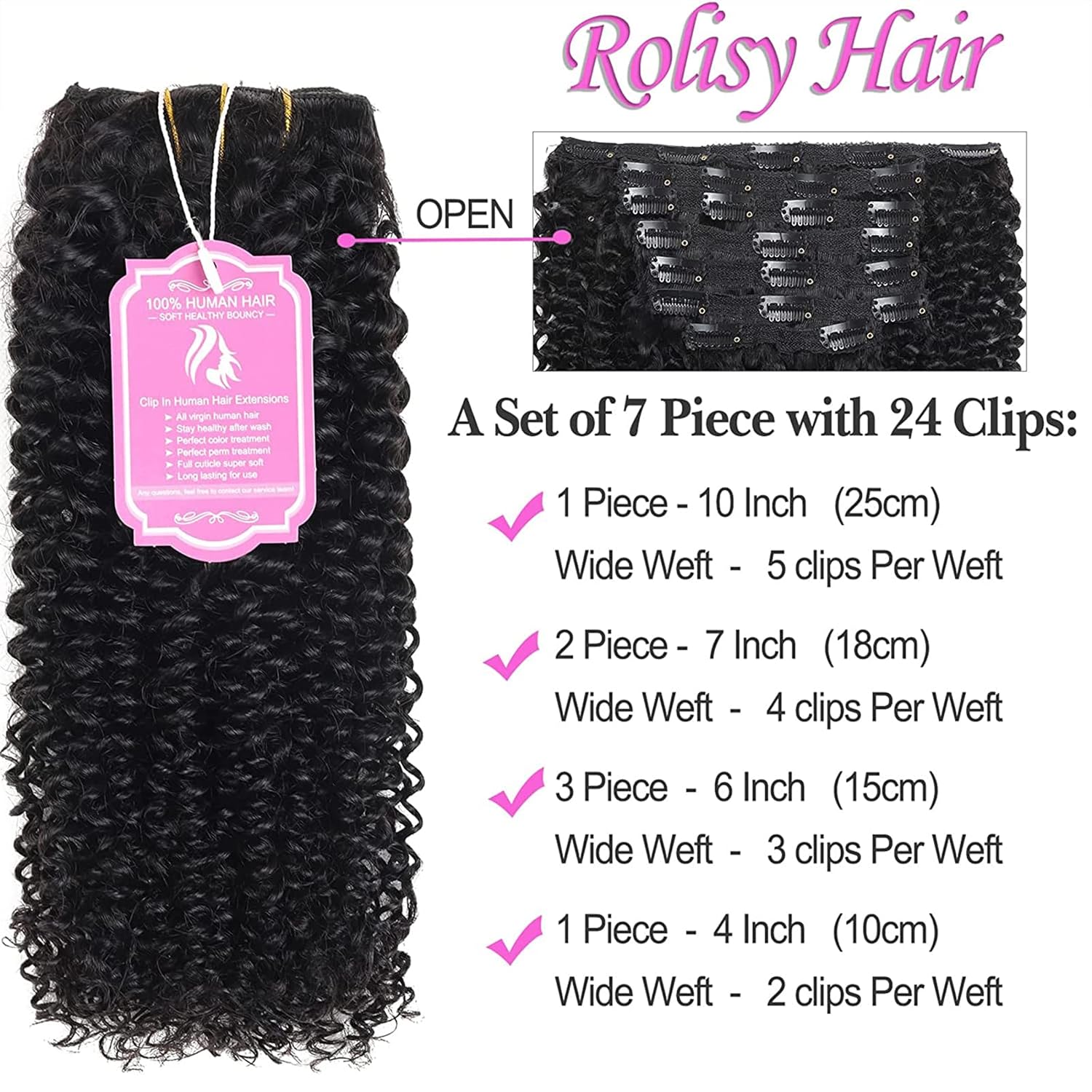 Extensiones de cabello humano rizado con clip, extensiones de cabello humano rizado de 22 pulgadas, extensiones de cabello humano con clip para