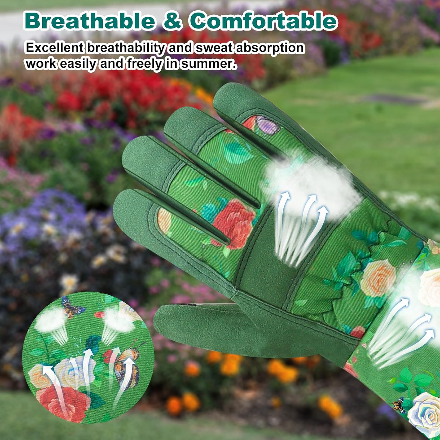 Guantes de jardinería para mujer, guantes de rosas para jardinería, a prueba de espinas, guantes largos de jardín para mujer, guantes de cuero