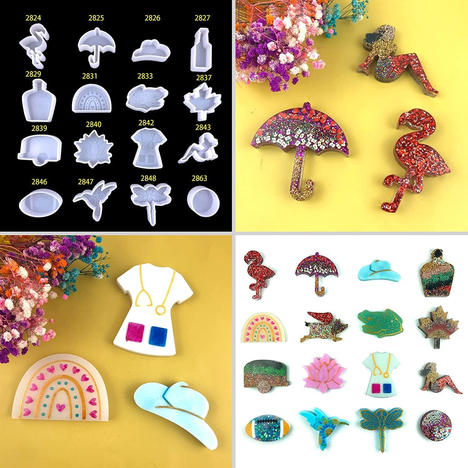 Freshie Molds – Moldes de silicona para freshies de automóvil, moldes de silicona para llavero, moldes de resina epoxi de silicona para cuentas