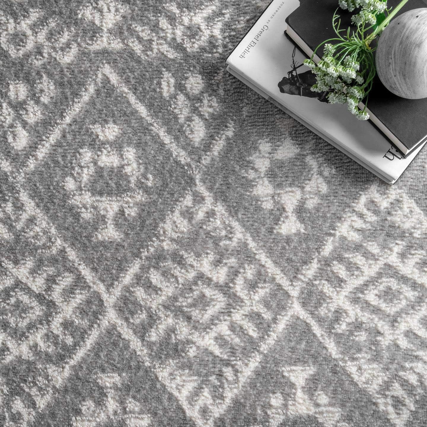 nuLOOM Jaelynn – Alfombra tribal de celosía, 4 x 6 pies, color gris, rectangular