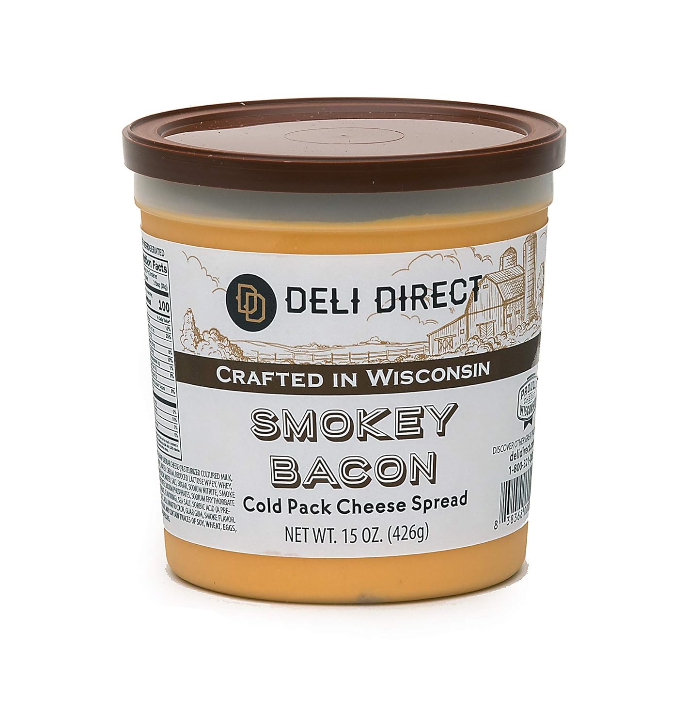Deli Direct Crema de queso cheddar de tocino ahumado para galletas, salsa de queso para patatas fritas, queso untable, salsa de queso pretzel, queso