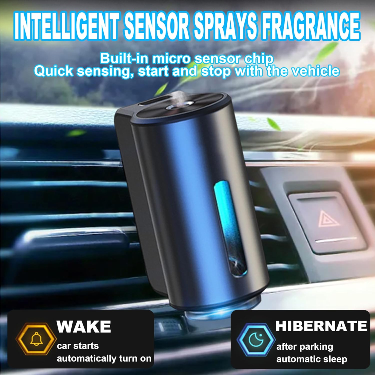 Ambientador inteligente para automóvil, difusor de ambientador de automóvil, difusor de aroma recargable para automóvil, 3 niveles de difusor