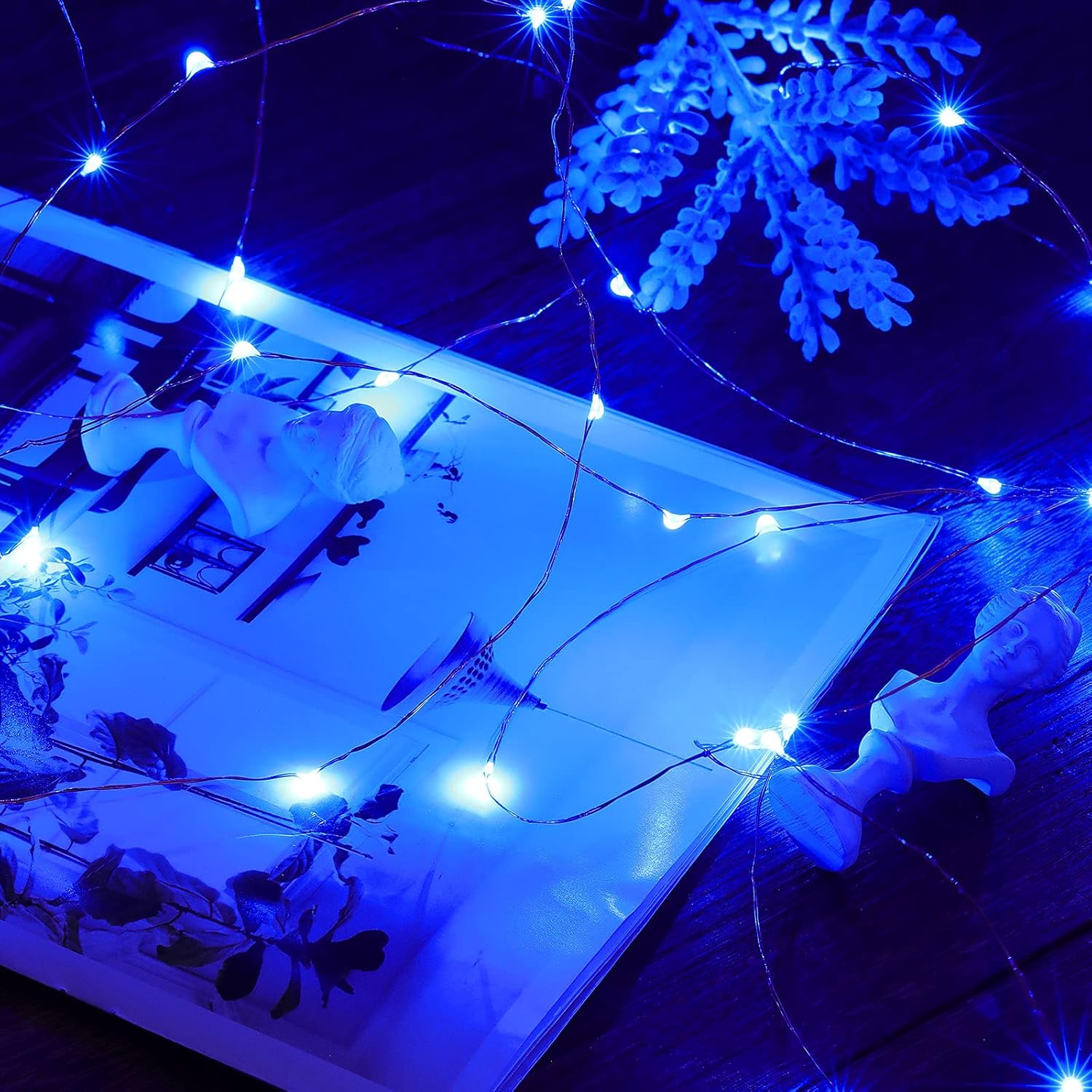 Ariceleo – Tira de luces de cobre, de pilas, mini luces para habitación, Navidad, Fiestas, Boda, centro de mesa, decoración