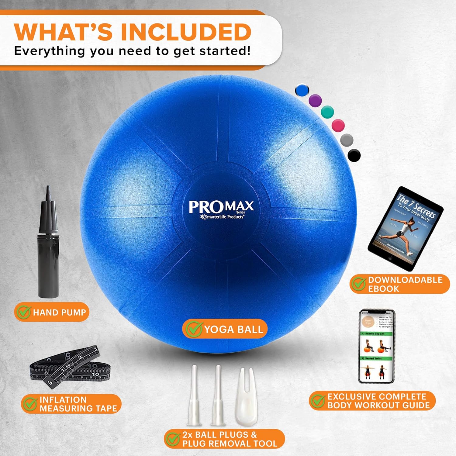 SmarterLife PRO MAX – Pelota de ejercicio de entrenamiento para fitness, yoga, equilibrio, estabilidad o pelota de nacimiento para embarazo y parto,