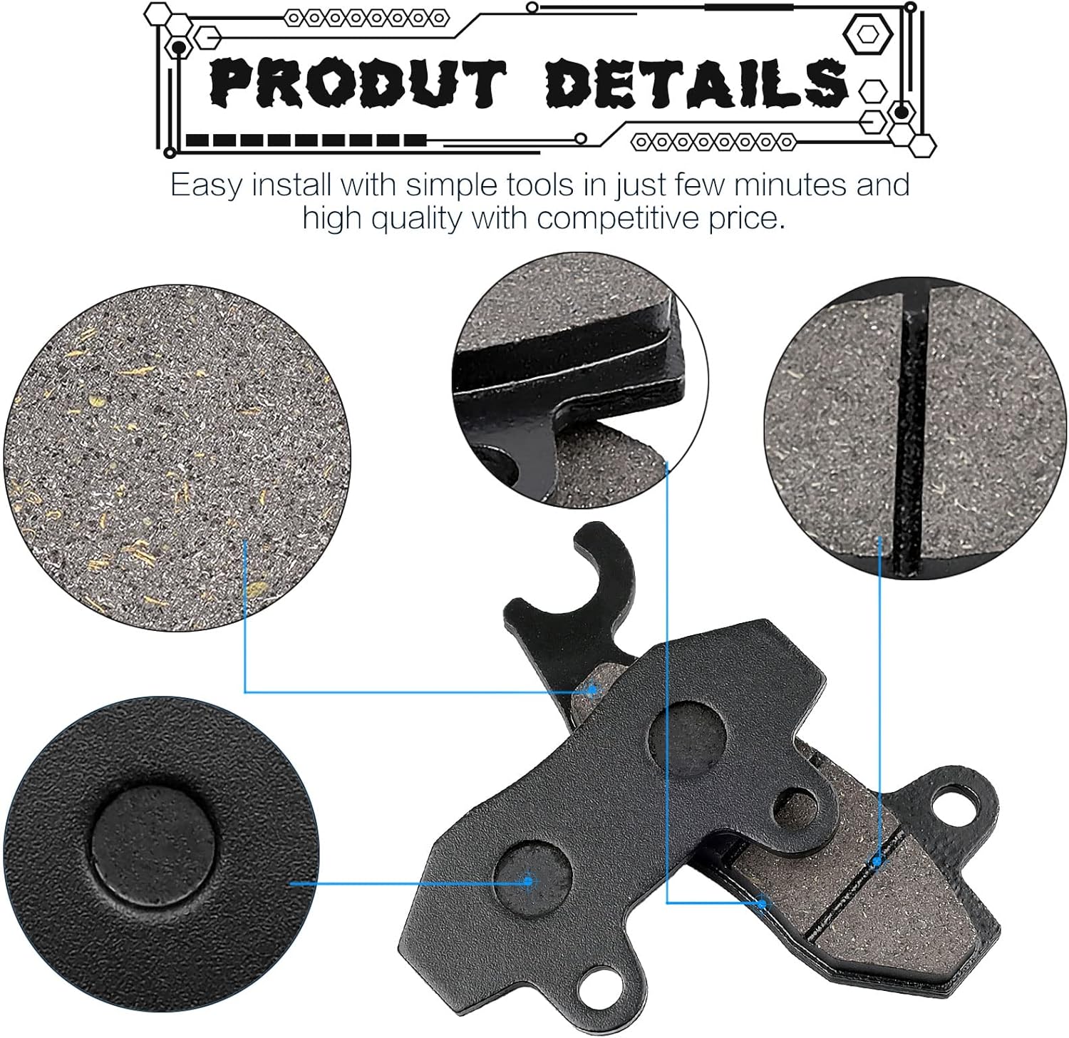LOCOPOW Pastillas de freno para Kawasaki Teryx 4 800 750 2008-2023 Brute Force 650 750 2005-2023 Bayou 300 400 1989-2005 Mule Pro 820 1000 2015-2023