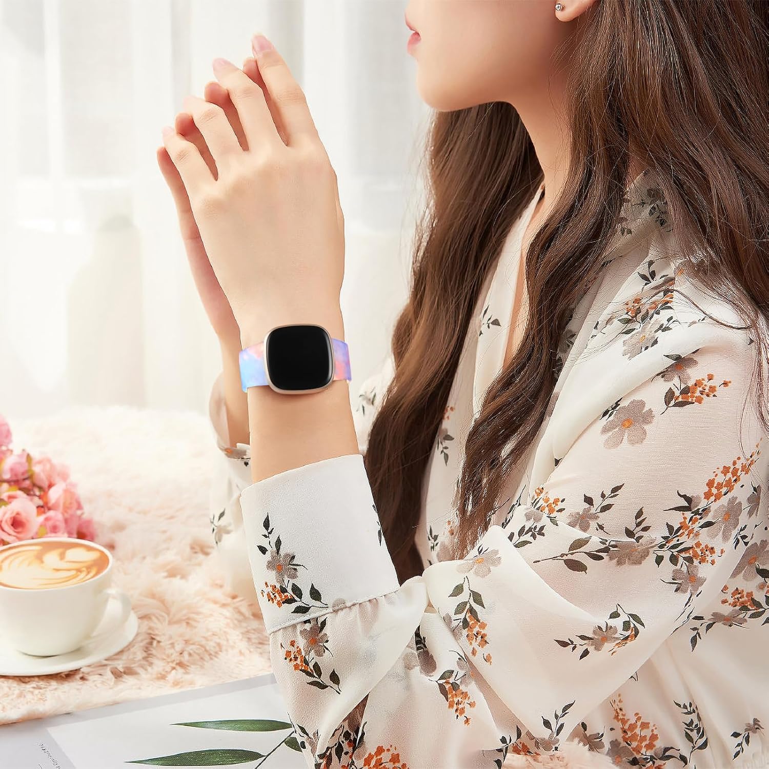 GEAK Correa transparente compatible con Fitbit Versa 3 BandasFitbit Versa 4 BandsFitbit SenseSense 2 Bandas para mujeres y hombres, elegante patrón