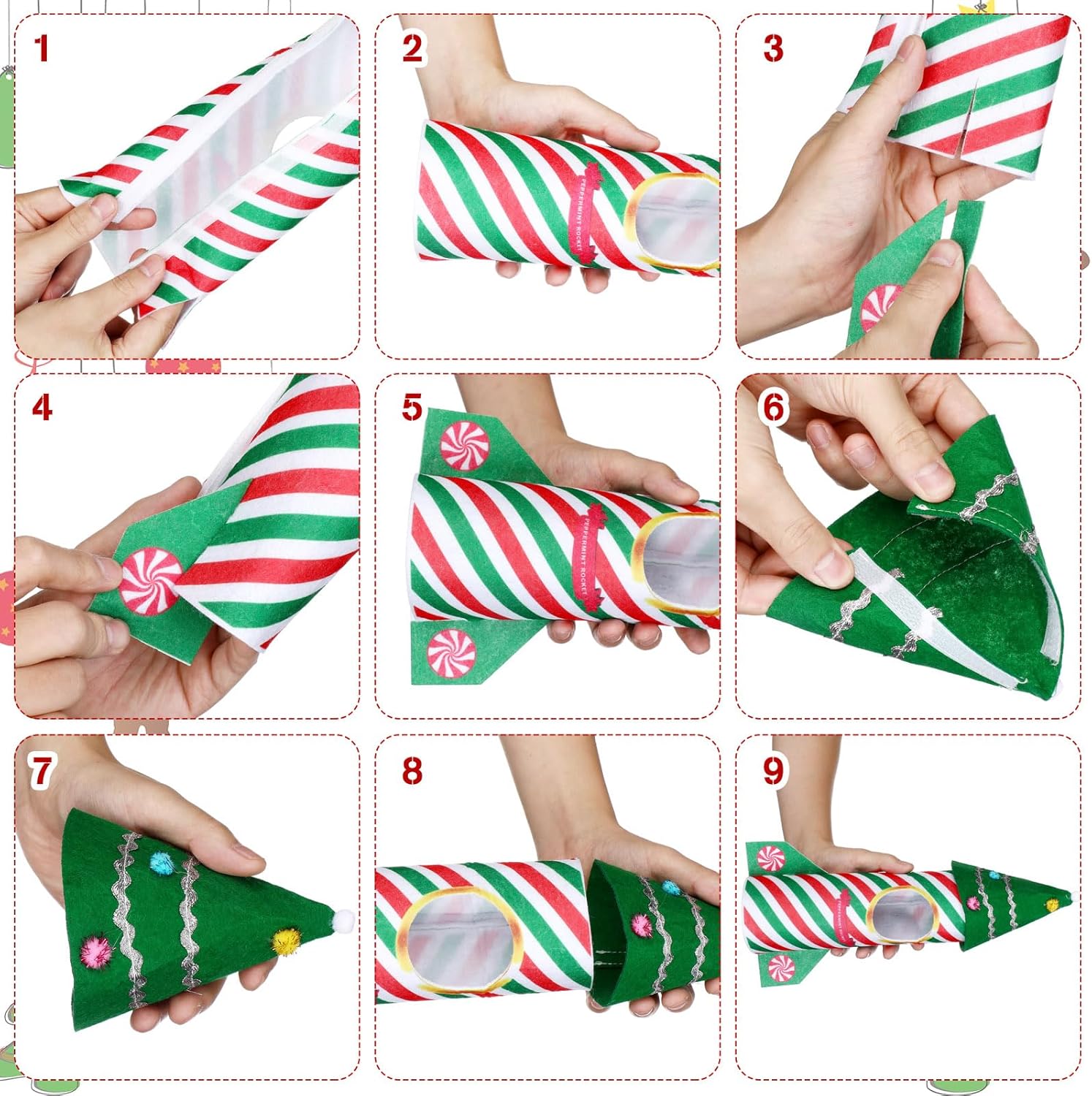 Aoriher Juego de 6 accesorios de muñeca elfo de Navidad con sobre de Navidad de elfo, ropa de cohete, saco de dormir, albornoz, hamaca de elfo de