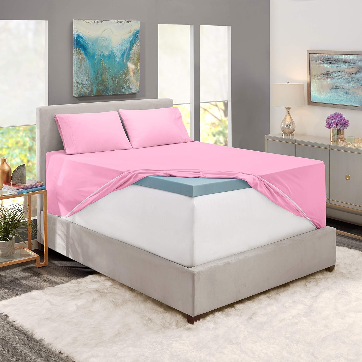 Nestl Bedding – Sábanas de bolsillo extraprofunda con 6 piezas, para colchones de 18 a 24.0 pulgadas, sábanas de cama ultraprofundas de hotel