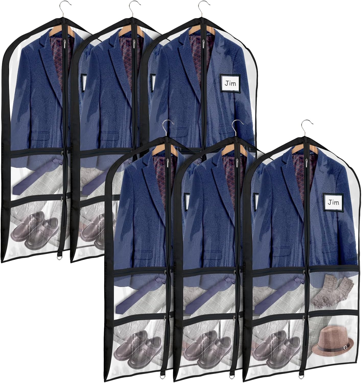 Univivi Bolsas para disfraces de baile de PVC negro transparente de 40 pulgadas para competiciones de baile, con 4 bolsillos medianos transparentes