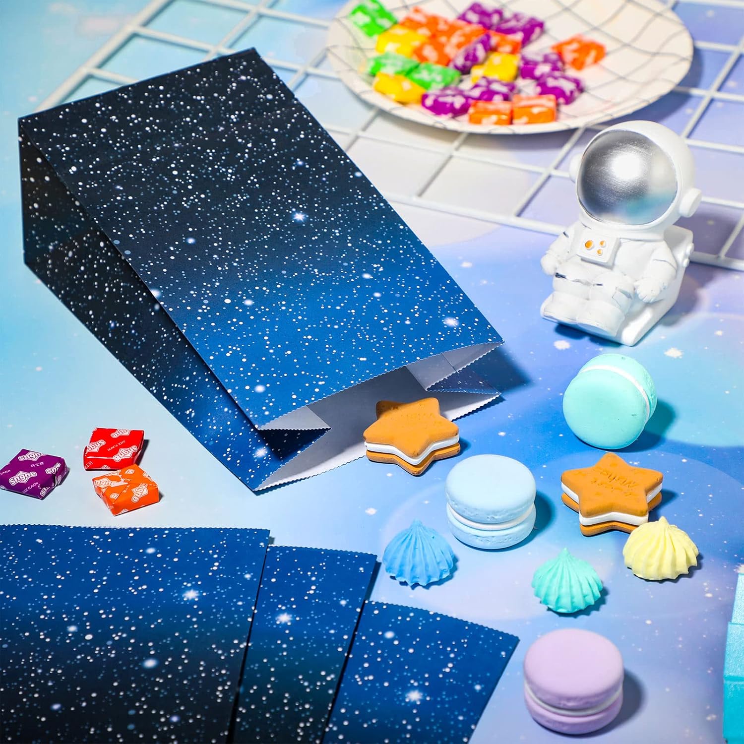 28 bolsas de fiesta espaciales, bolsas de regalo de galaxia, bolsas de regalo de noche estrellada, bolsas de regalos para el espacio exterior,