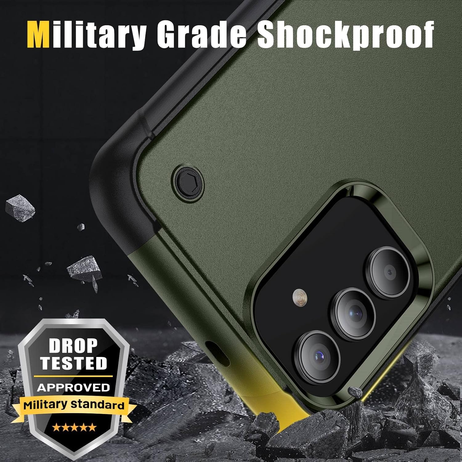 YmhxcY Funda para Samsung Galaxy A54 5G con soporte y 2 protectores de pantalla a prueba de explosiones, grado militar a prueba de golpes, para