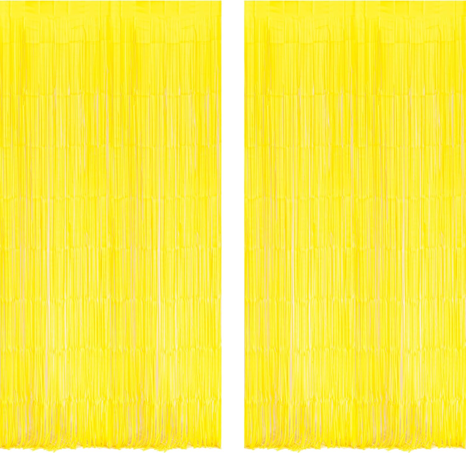BRAVESHINE Telón de fondo de cortina de flecos de papel de aluminio, paquete de 2 cortinas de oropel amarillo para cabina de fotos, serpentinas para