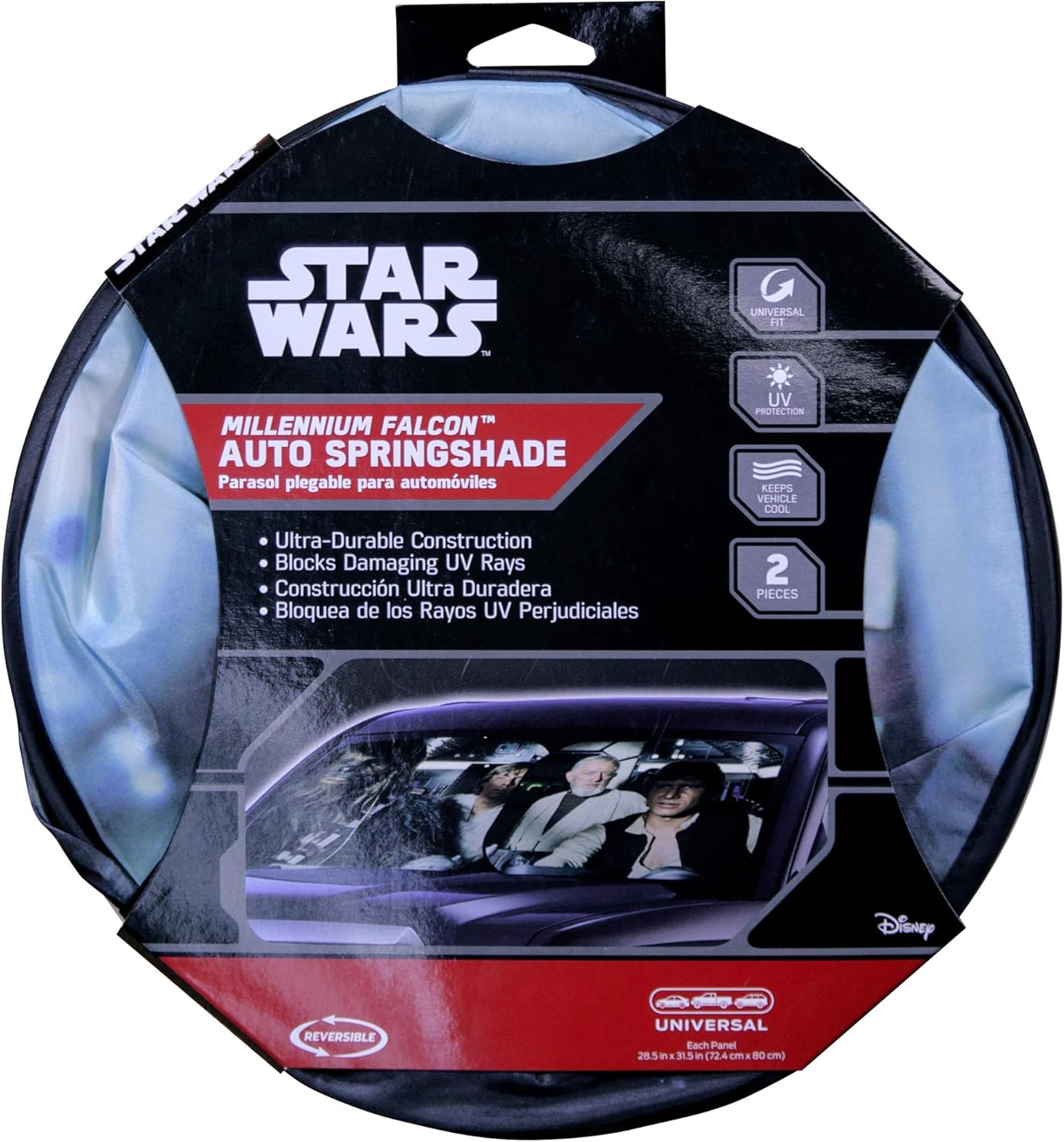 Plasticolor 003747R01 Star Wars Millennium Falcon, pantallas solares con ventosa para ventanilla (2 unidades)