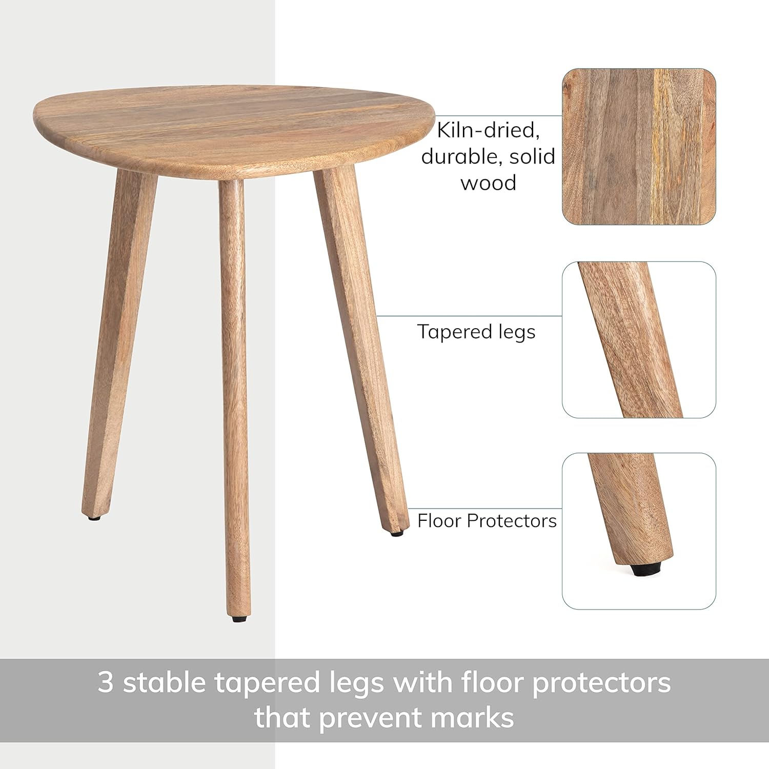 MH London Wandsworth Mesa auxiliar de madera – Mesas pequeñas hechas a mano exclusivamente diseñadas – Mesa auxiliar triangular contemporánea para