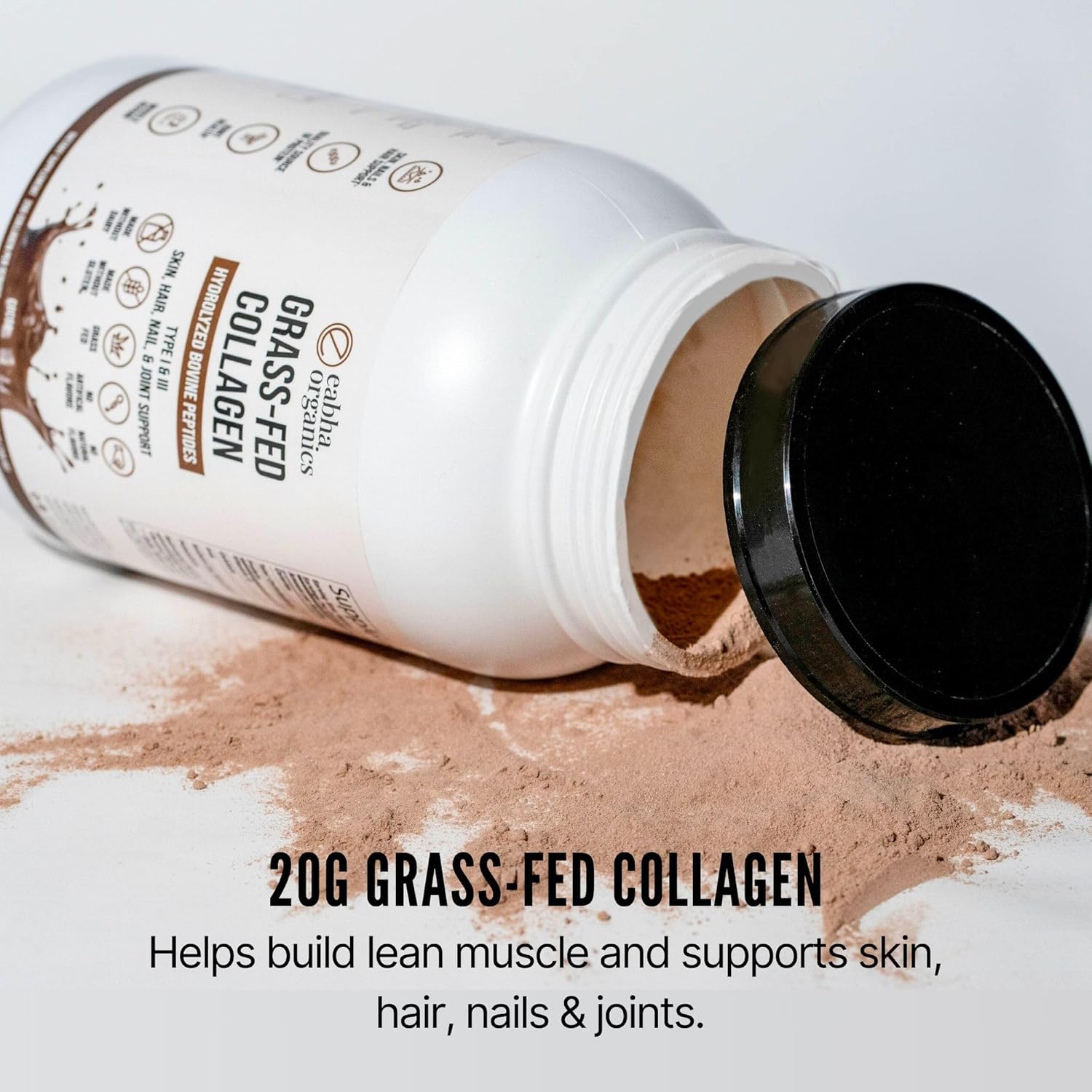 Grass-Fed Chocolate Collagen (Types I & III) for Healthy Skin, Hair, Nails, and Joints – Aids Muscle Recovery – 30 Day Supply – 18g of Protein per