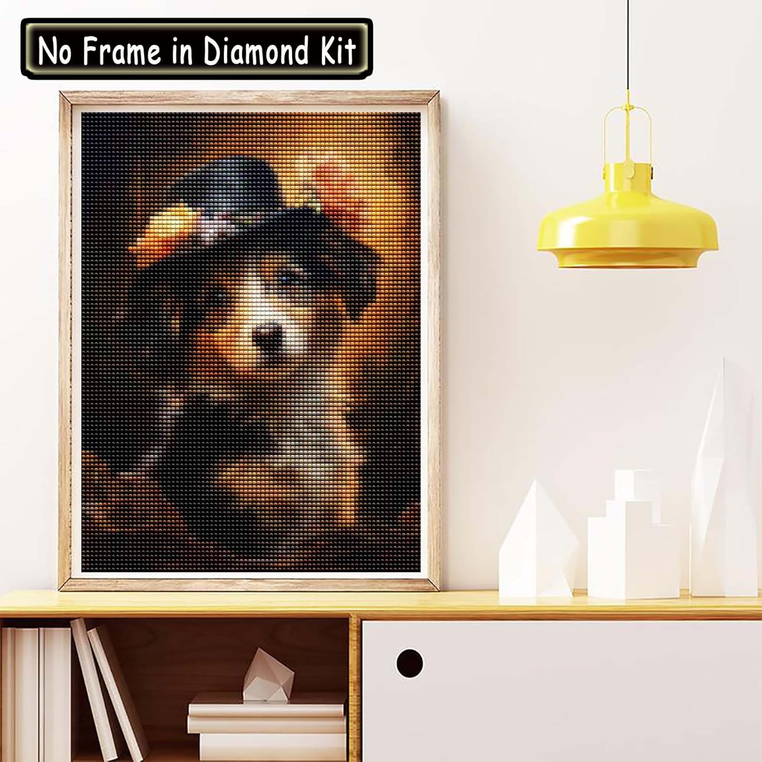 Cuneai – Kit de pintura de diamante 5D para perro, pintura redonda por números, artesanía de animales, bordado de cristal para decoración de pared
