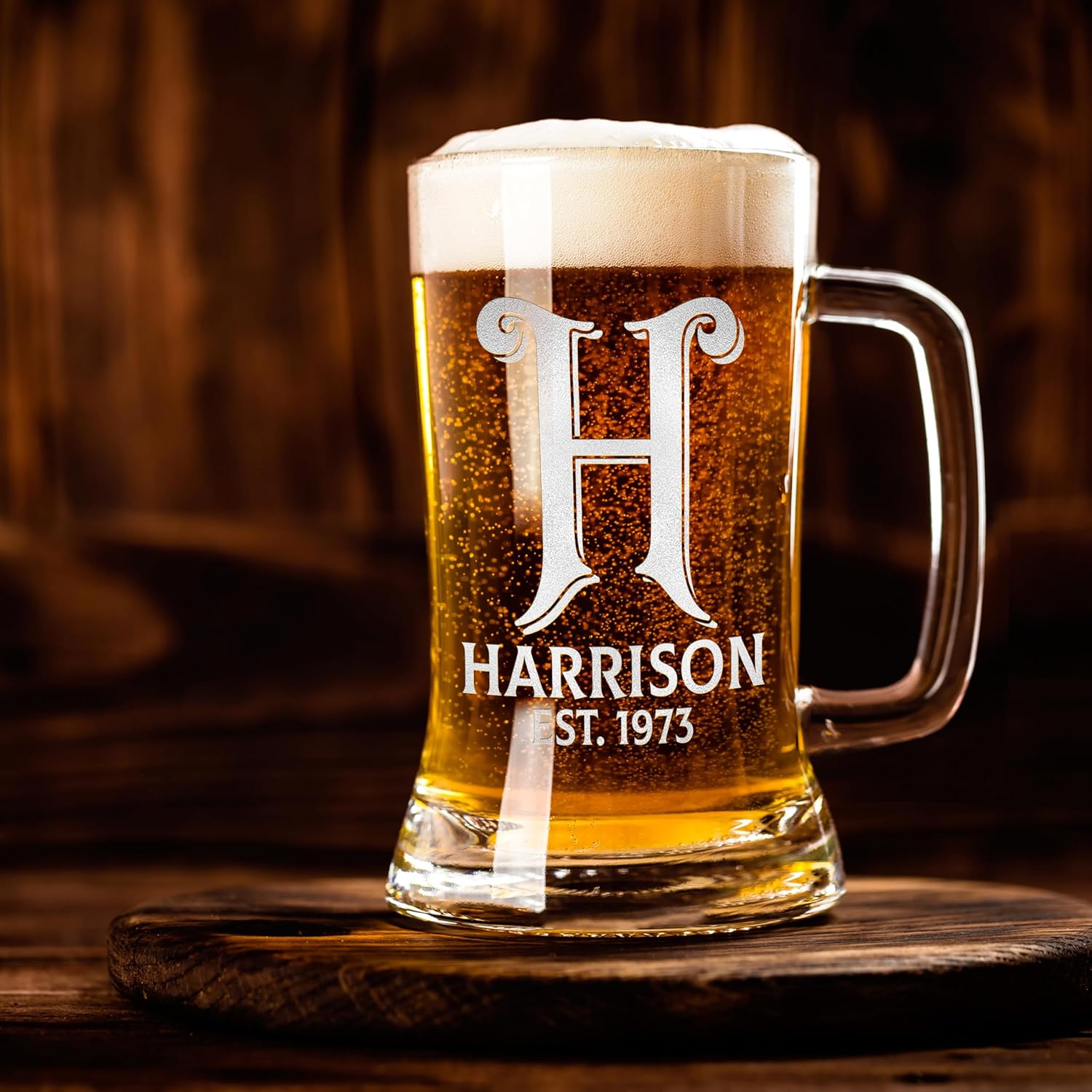 Regalos de cerveza para él, taza de cerveza personalizada con nombre e inicial, 7 opciones de diseño, 3 opciones de relleno de color, taza de