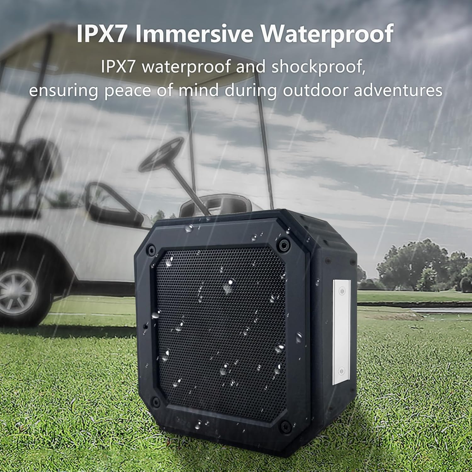 Altavoz de golf, altavoces Bluetooth, altavoz Bluetooth portátil, magnético, 15 W fuerte con graves, altavoz Bluetooth impermeable IPX7 para