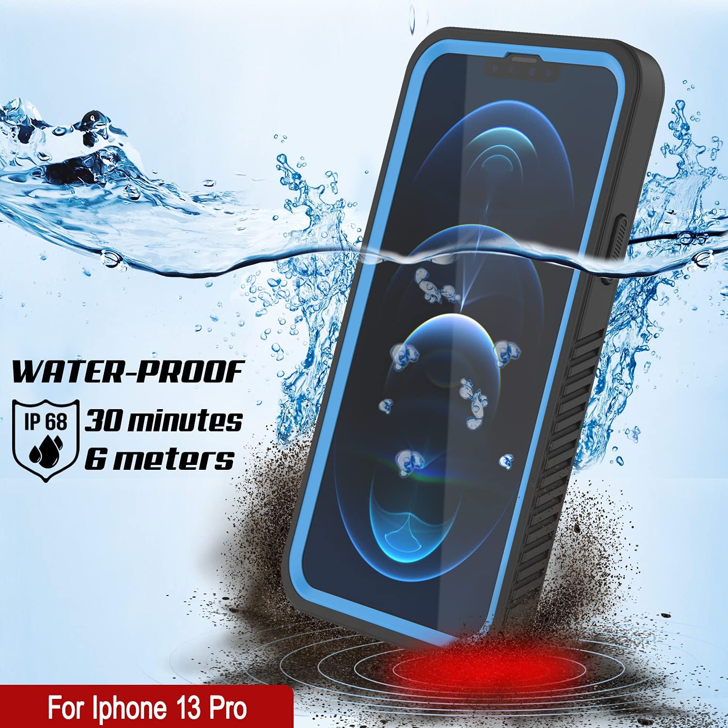 Punkcase Funda impermeable para iPhone 13 Pro Extreme Series Slim Fit Certificado IP68 a prueba de golpes a prueba de nieve con protector de