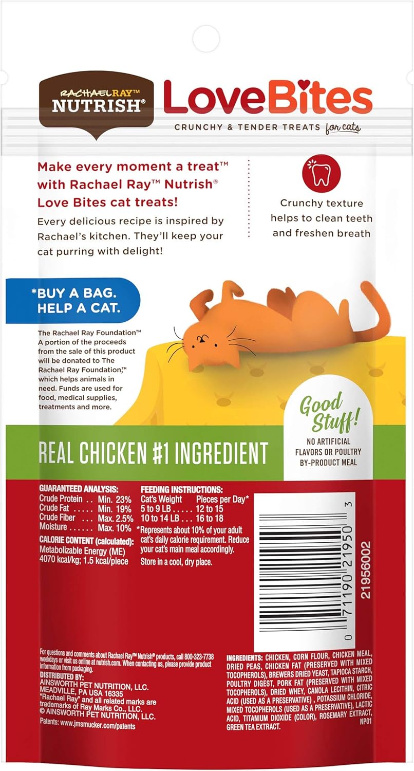 Rachael Ray Nutrish Love Bites Cat Treats, Chicken, 2.2 Ounce (Pack of 12)