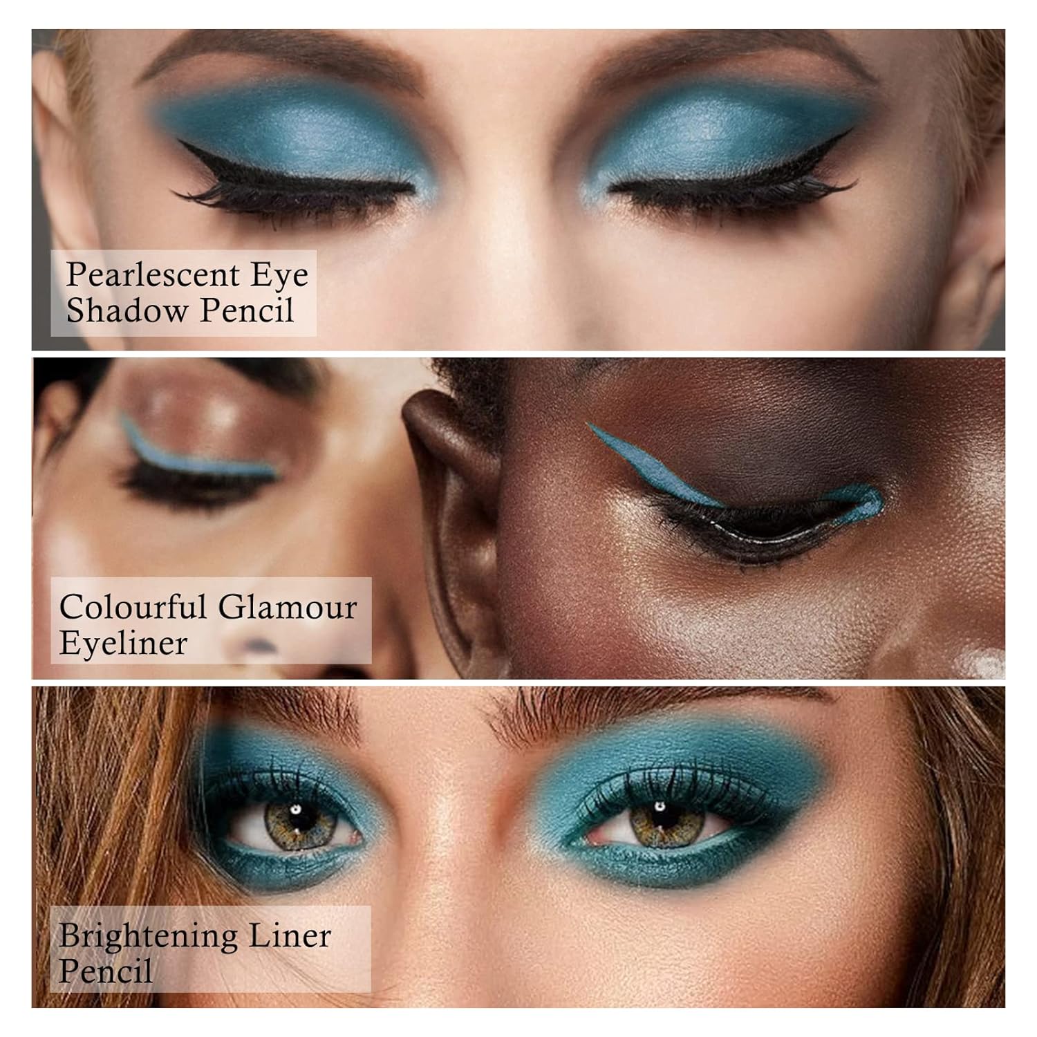 Boobeen Sombra de ojos en barra con purpurina, lápiz de sombra de ojos crema con sacapuntas, lápiz de sombra de ojos metálico para maquillaje de ojos