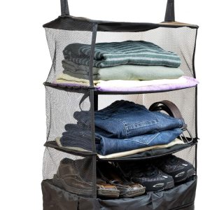 Organizador de almacenamiento colgante portátil plegable con compartimento con cremallera, perfecto para viajes y embalaje, Negro – Organizador de almacenamiento colgante portátil plegable con compartimento con cremallera, perfecto para viajes y embalaje, Negro –