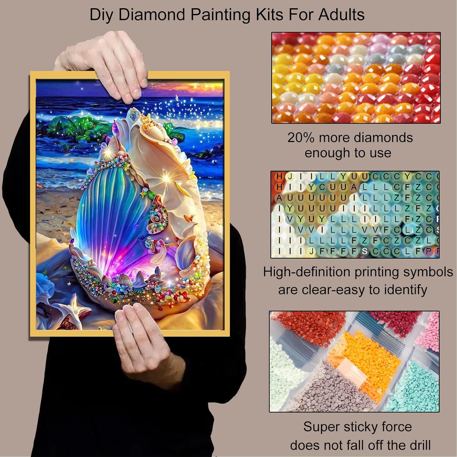 hill froeistung Kits de pintura de diamante, kit de arte de diamantes de playa, kits de pintura de diamante 5D para adultos, taladro completo