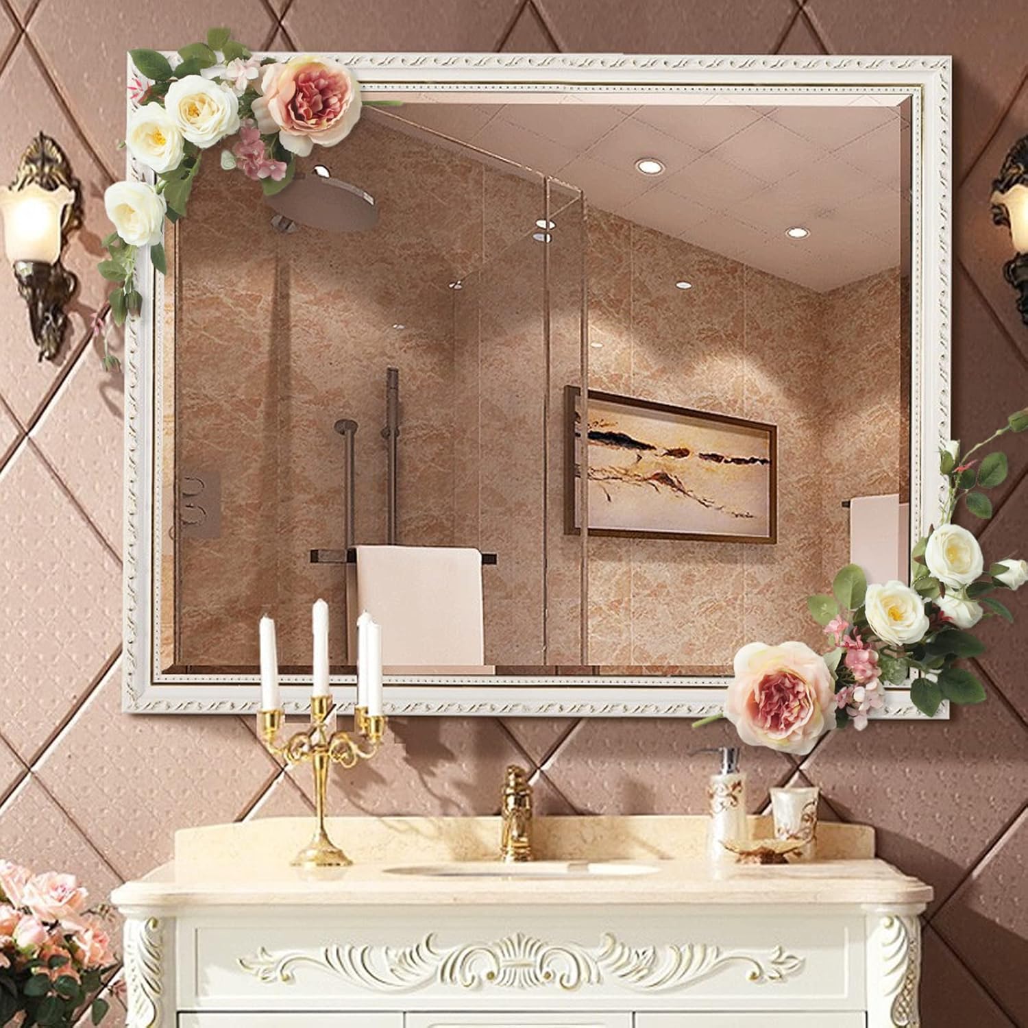Juego de 2 guirnaldas de flores artificiales de peonía de seda, guirnalda de flores falsas para boda, letrero de bienvenida, flores decorativas para